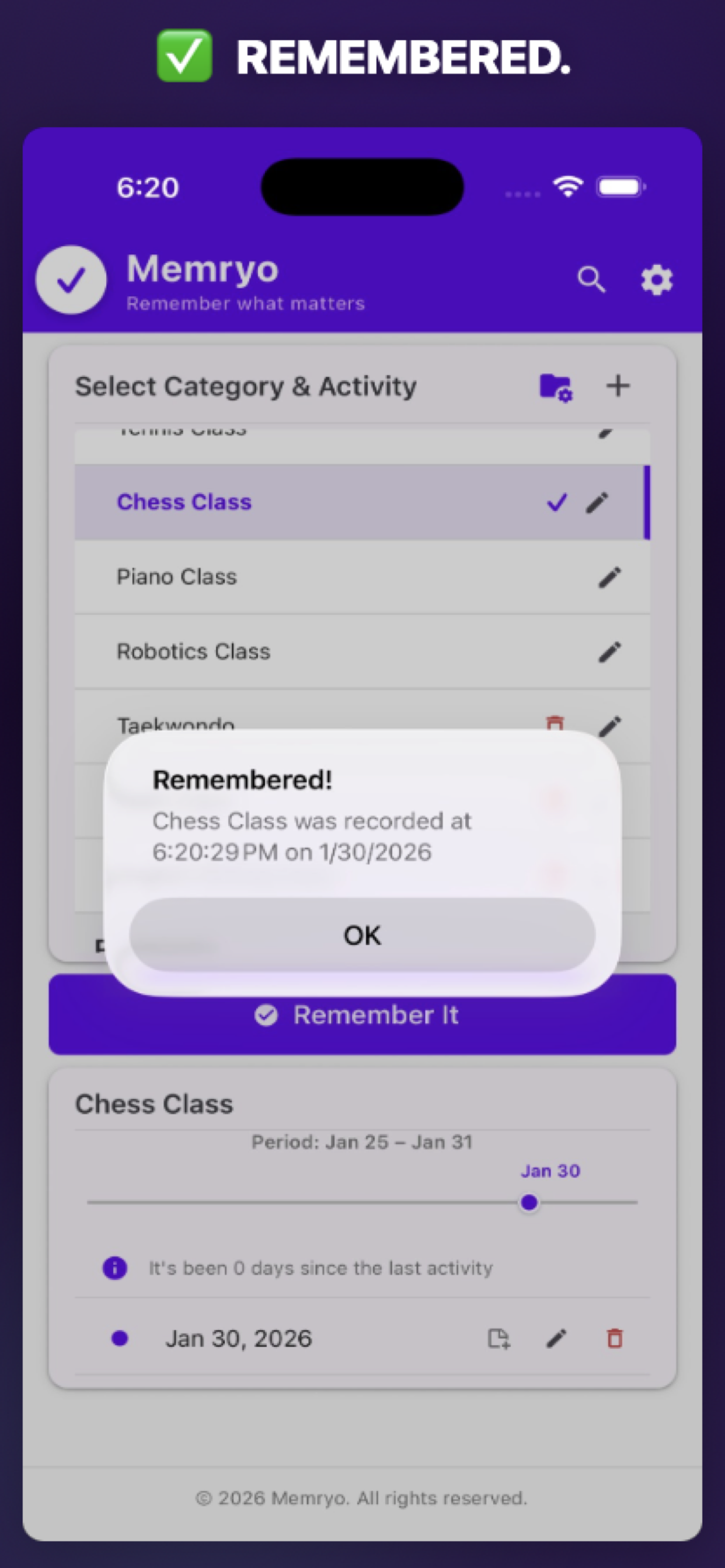 Remembered confirmation